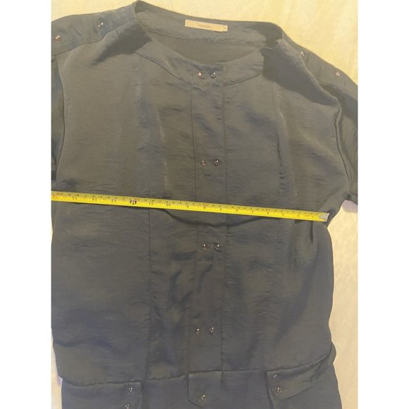 Manoukian Women's Blue 3/4 Sleeve Button Up Lined Dress w/Pockets Small - Picture 6 of 10